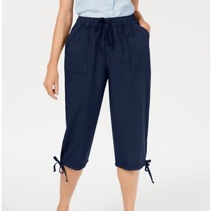 New Karen Scott Dahlia Blue Solid Capri Pants